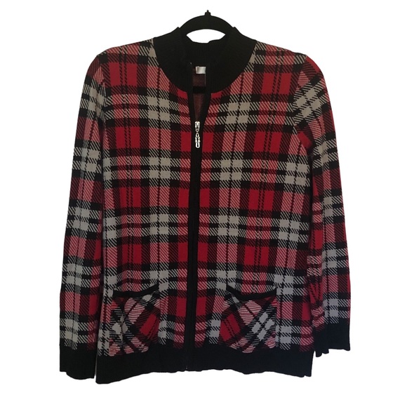 Alia Full Zip plaid Sweater - Picture 1 of 3